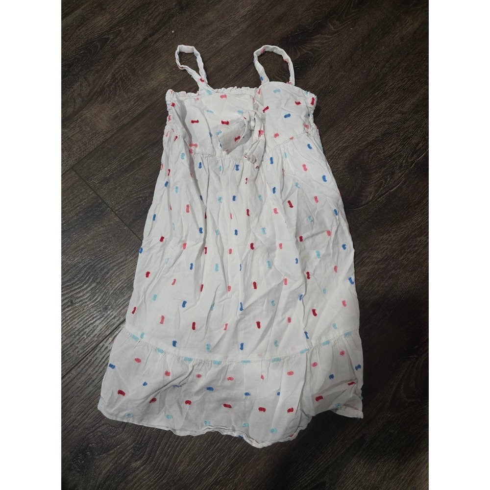 Crown & Ivy Kids Girls White Embroidered Smocked Sundress Size 6 Red Blue Dash